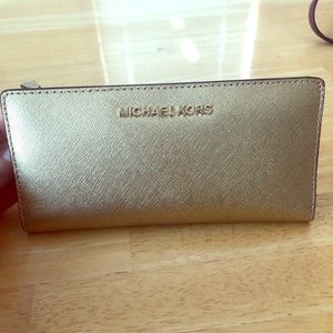 Michael Kors Large Leather Crossgrain Slim Wallet